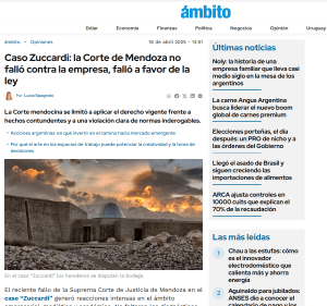 Captura Ámbito — Caso Zuccardi, la Corte falló a favor de la ley