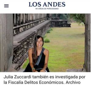 Captura Los Andes Mendoza — Julia Zuccardi investigada